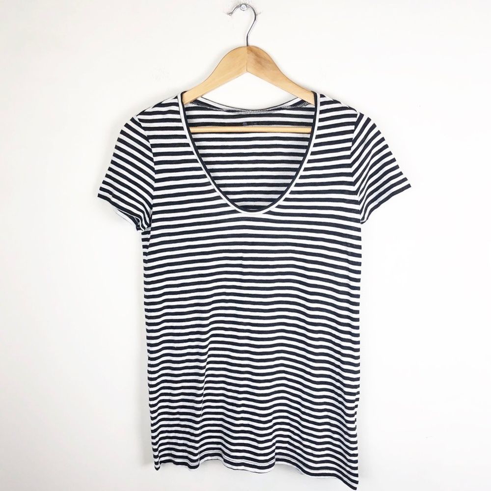 Susina Striped Scoop Neck Tee